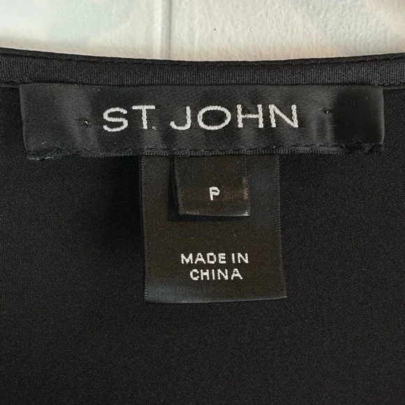 St. John Silk Black Drape Bow Blouse Top Sz S - Picture 3 of 11